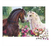 Two Horses Garden 1000 Piece Jigsaw Puzzle Jigsaw Puzzle for Adults 1000 Pieces Puzzle Game Relax Decor Gift 38x26cm/1000pcs