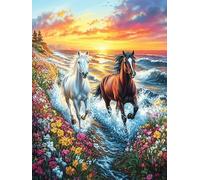 Two Horses in Waterfall 500 Piece Jigsaw Puzzle for Adults Teens Art Studio Decor Creative Challenge Vibrant Colours Great Gift for Artists 500 PCS