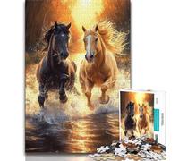 Two Horses Jigsaw Puzzles 1000 Pieces for Adults Teens,Stress Reliever Difficult Challenge Enhance Love between Couples (75x50cm)