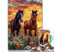 Two Horses Jigsaw Puzzles for Teenagers 1000 Piece Puzzle,Challenging To Complete But Fun And Humorous Educational Game for Birthday (38x26cm)