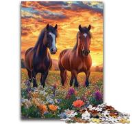 Two Horses JigsawPuzzle 1000 Pieces for Teenagers,Brain Teaser Game Wall Decoration Unique Birthday And Xmas Gifts (38x52cm)