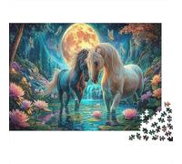 Two Horses Moon Night View Jigsaw Puzzle for Adults 1000 Piece Jigsaw Puzzle Paper Relax 38x26cm/1000pcs