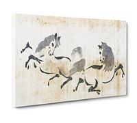 Two Horses Playing By Kano Tan'yu Canvas Print | Gallery Wrapped 30mm Frame Wall Art | 20x14 inches | Ready to Hang | Asian Animals Picture | Living Room Bedroom Lounge Office