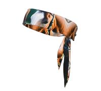 Two Horses Print Sport Head Ties Headbands Bandanas Workout Hair Band Athletic Sweatbands for Running Tennis