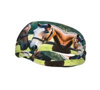 Two Horses Print Sweatbands Sports Headband for Men Women,Athletic Sweatband for Tennis,Basketball,Running,Gym