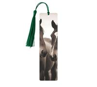 Two Horses Printed Metal Bookmarks S - Dark Green Lightweight Aluminium Book Marker for Books, Journals & Gifts, Ideal Book Lovers, Holiday Decor & Crafts