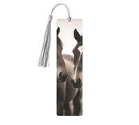 Two Horses Printed Metal Bookmarks S - Gray Lightweight Aluminium Book Marker for Books, Journals & Gifts, Ideal Book Lovers, Holiday Decor & Crafts