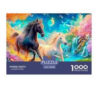 Two Horses Run through A Vivid, Flowery Scene 1000-Piece Jigsaw Puzzle Horse Brain Training Game for Adults & Kids 52x38cm/1000pcs