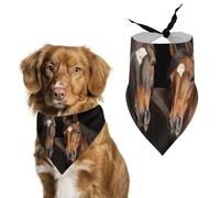 Two Horses Standing on Black Background Dog Bandanas Adjustable Bib Party Pet Decorations Cute Dog Triangle Scarfs for Small Medium Puppy Cat Costume Accessory