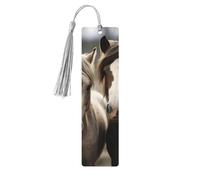 Two Horses Wood Bookmark for Book Lovers Birthday Teachers Gift, Handmade Craft Book Marks Ornaments with Tassel Exquisite Reading Page Markers for Men Women