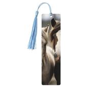 Two Horses Wood Bookmark for Book Lovers Birthday Teachers Gift, Handmade Craft Book Marks Ornaments with Tassel Exquisite Reading Page Markers for Men Women