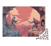 Two Human Knights Fight Each Other in An Epic Landscape Puzzle 1000pcs (75x50cm) Erwachsene Puzzle,Home Decor