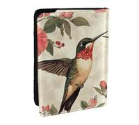 Two Hummingbirds Looking at Each Other Printed Passport Holder,Travel Pu Leather Passport Cover Case Organiser for Men Women,6.5 Inch