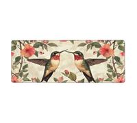 Two Hummingbirds Looking At Each Otherfloral Print Mousepad Laptop Keyboard Mat Large Mouse Pad With Stitched Edges Long Non-Slip Rubber Base Spring Desk Pad For Office Home Desk Decor, 31.5" X 11.8"