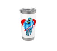 Two Hyacinth Macaw Parrots Perching on Candy Cane Stainless Steel Insulated Tumbler