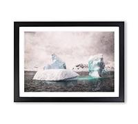 Two Icebergs in Antartica Painting Framed Print | A2 Black Framed Wall Art | Ready to Hang | Modern Historical Picture | Living Room Bedroom Lounge Office