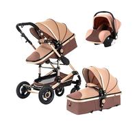 Two-in-one Baby Stroller with Carry Basket,Two-Way High View, Can Sit or Lie Down, Lightweight Foldable, Shock-Absorbing, Suitable for Newborn Baby(Blue)(Khaki)