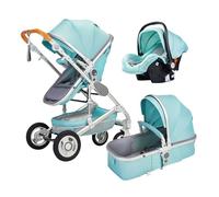 Two-in-one Baby Stroller with Carry Basket,Two-Way High View, Can Sit or Lie Down, Lightweight Foldable, Shock-Absorbing, Suitable for Newborn Baby(Blue)(Green)