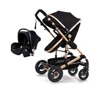 Two-in-one Baby Stroller with Carry Basket,Two-Way High View, Can Sit or Lie Down, Lightweight Foldable, Shock-Absorbing, Suitable for Newborn Baby(Blue)(Black)