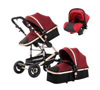 Two-in-one Baby Stroller with Carry Basket,Two-Way High View, Can Sit or Lie Down, Lightweight Foldable, Shock-Absorbing, Suitable for Newborn Baby(Blue)(Red)