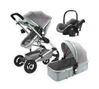 Two-in-one Baby Stroller with Carry Basket,Two-Way High View, Can Sit or Lie Down, Lightweight Foldable, Shock-Absorbing, Suitable for Newborn Baby(Blue)(Gray-Green)