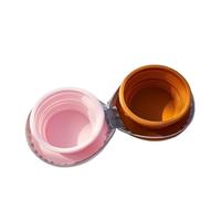 Two-in-one foldable silicone dog bowl portable travel pet feeding double bowl easy to clean suitable for outdoor training(Pink Brown)