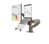 Two-in-one monitor notebook combination stand dual-screen external computer stand bracket mechanical arm desktop heightening radiator folding support suspended vertical adjustable shelf tablet(Black)