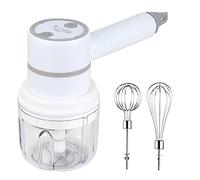 Two in One Multifunctional Electric Cordless Portable Mixer with USB Charging 3 speed Adjustable Stick Egg Beater and 250ml Garlic Masher for Mashing Beating Eggs Cream Making Meat Paste Baby Food Kit