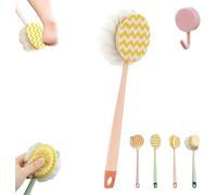 Two-in-one Shower Brush and Back Brush with a Shower Ball and bristles, Soft and Firm bristles, Non-Slip Handle, for Wet and Dry use
