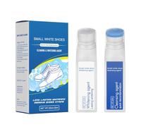Two-in-one White Shoe Cleaner Set - Foaming Cleaner and Whitener (includes brush), for quick stain removal of canvas shoes/sneakers, 25ml + 25ml