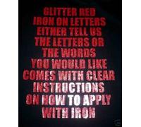 Two inch high Glitter Red iron on Vinyl. Pack of 25 keyboard characters made up of Letters, numbers or any other keyboard symbol