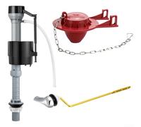 Two Inch PVC Flap Covered Water Inlet Valve for Toilet Tanks with Six Point Water Supply Connection Adjustable Installation Height from 8 to 12 Inches (B)