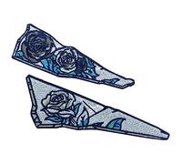 Two Iron-on Patches - Vintage Broken Rose | Retro Roses Iron on Patches, Shards Embroidery Patch, Flowers ironable Patch, Flower Badges Finally Home