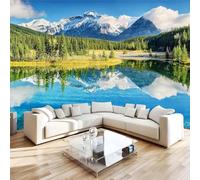Two Jack Lake Photo Wallpaper 197"x110" Johnston Canyon 3D Effect Panoramic Wall Murals Non-Woven Wall Paper for Bedroom Living Room TV Backdrop,Easy to Install W-143