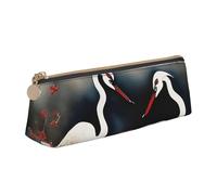 Two Japanese Cranes Flying Painting Traditional Printed PVC Coin Purse Pouch Money Bag Makeup Pencil Case Zipper Stationery Women Men White One Size Simple, White, One Size, white, One Size, Simple
