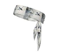 Two Japanese Cranes Flying Print Men And Womendouble-Sided Headscarf,Moisture-Wicking Sports Headband,Running,Football And Track And Field