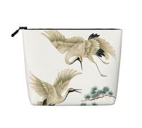 Two Japanese Cranes Flying Traditional Painting Patterned Single Layer Cosmetic Bag, Travel Toiletry Bag, Suitable for Business Trips and Daily use.