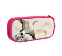 Two Japanese Cranes Flying Traditional Painting Pencil Case, Zip Smooth Pencil Case, Portable Pencil Case Large School Stationery Storage Bag, Make-Up Bag