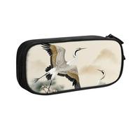Two Japanese Cranes Flying Traditional Painting Pencil Case, Zip Smooth Pencil Case, Portable Pencil Case Large School Stationery Storage Bag, Make-Up Bag