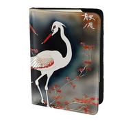 Two Japanese Cranes Flying Traditional Painting Print 5.5in Passport Travel Document Wallet Case Stylish Secure Men Women For Travelers, Black, One Size