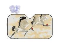 two Japanese cranes flying traditional painting Print Car Windshield Sun Shade, Foldable Foil Sun Shade Car Windshield Cover All Weather Universal Fit Auto Car Trunk SUV, 130x70 CM
