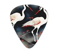 two Japanese cranes flying traditional painting print Celluloid Guitar Plectrums for Acoustic Guitar Bass,Guitar Picks with Organizer Box