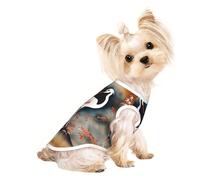 Two Japanese Cranes Flying Traditional Painting Print Dog Shirt Summer Lightweight Pet T Shirts Soft Breathable Stretchy Cats Dogs Tee Shirt