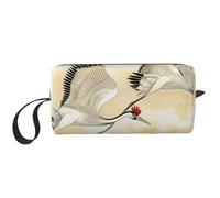 Two Japanese Cranes Flying Traditional Painting Printed Makeup Bag Simple Travel Cosmetic Bags Waterproof Cosmetic Case Toiletry Bag Organizer for Women Mom Girls