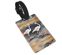 Two Japanese Cranes Flying Traditional Painting Printed Small Luggage Tags Portable Bag ID Holders with Adjustable Strap for Travel Gear