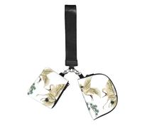 Two Japanese Cranes Flying Traditional Painting Wristlet Keychain Wallet Pouch with Strap Double Zipper Small Coin Purse Portable Wrist Bag for Travel Gym Daily Use