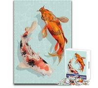 Two Japanese Koi Fish Jigsaw Puzzle 1000 Cognitive Development Fun Game Special Thoughtful Celebration Present Size 50x75cm