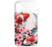 Two Japanese Koi Fish with Cherry Blossoms Case for iPhone 16 Plus