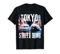 Two JDM Japanese Drift Race Cars Tokyo Street Drift At Night T-Shirt