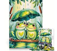 Two Kawaii Frogs Jigsaw Puzzles 1000 Piece for Adults Thinking Skill Relaxed Leisure Neat Edges Perfect Xmas (50x75cm)